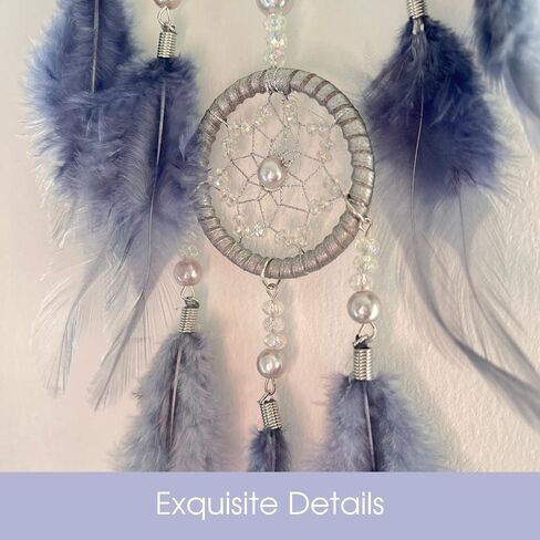 SMANSNAY Dream Catchers Wall Decor, Pure Hand-Woven Dream Catcher Decoration for Boys Girls Bedroom/Home, Wedding Blessing Gift 23.6" Length (Pearl White) in Kuwait