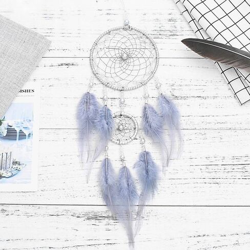 SMANSNAY Dream Catchers Wall Decor, Pure Hand-Woven Dream Catcher Decoration for Boys Girls Bedroom/Home, Wedding Blessing Gift 23.6" Length (Pearl White) in Kuwait