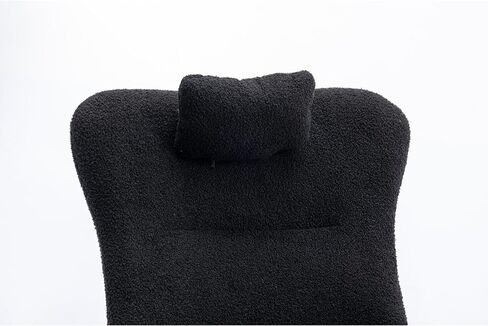 Tiophome Nursery Rocking Glider Rocker Accent Chairs Upholstered Seat with High Backrest & Headrest, Comfy Window Side Armchair Sofa for Nursing, Living Room, Bedroom, Office,Teddy Fleece, Black in Saudi Arabia