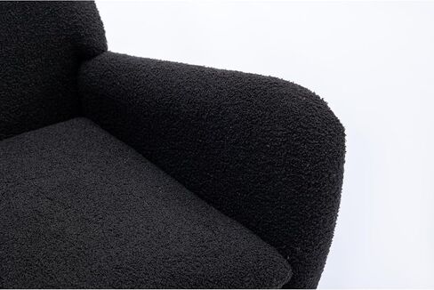 Tiophome Nursery Rocking Glider Rocker Accent Chairs Upholstered Seat with High Backrest & Headrest, Comfy Window Side Armchair Sofa for Nursing, Living Room, Bedroom, Office,Teddy Fleece, Black in Saudi Arabia