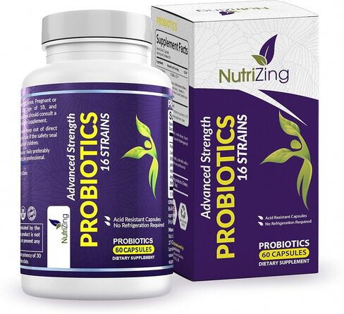 NutriZing البروبيوتيك النباتي لصحة الجهاز الهضمي - 30 مليار CFU و16 سلالة - Bifidobacterium & Lactobacillus Probiotics للرجال والنساء - مكمل غذائي بروبيوتيك متأخر الإطلاق لصحة الأمعاء in Kuwait
