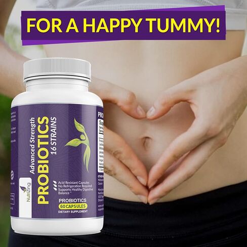 NutriZing البروبيوتيك النباتي لصحة الجهاز الهضمي - 30 مليار CFU و16 سلالة - Bifidobacterium & Lactobacillus Probiotics للرجال والنساء - مكمل غذائي بروبيوتيك متأخر الإطلاق لصحة الأمعاء in Kuwait