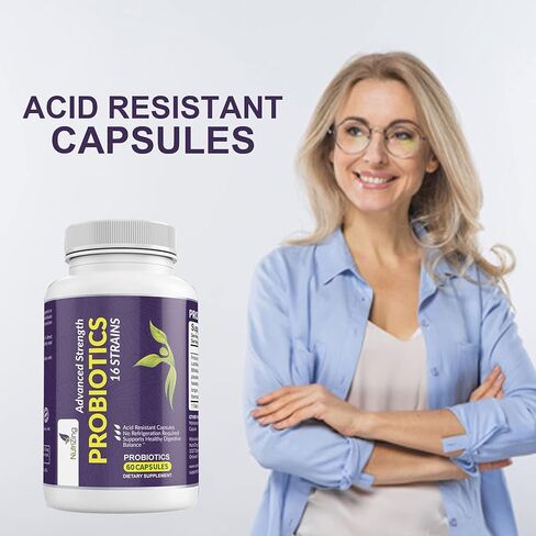 NutriZing البروبيوتيك النباتي لصحة الجهاز الهضمي - 30 مليار CFU و16 سلالة - Bifidobacterium & Lactobacillus Probiotics للرجال والنساء - مكمل غذائي بروبيوتيك متأخر الإطلاق لصحة الأمعاء in Kuwait