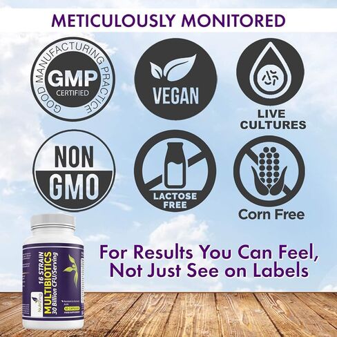 NutriZing البروبيوتيك النباتي لصحة الجهاز الهضمي - 30 مليار CFU و16 سلالة - Bifidobacterium & Lactobacillus Probiotics للرجال والنساء - مكمل غذائي بروبيوتيك متأخر الإطلاق لصحة الأمعاء in Kuwait