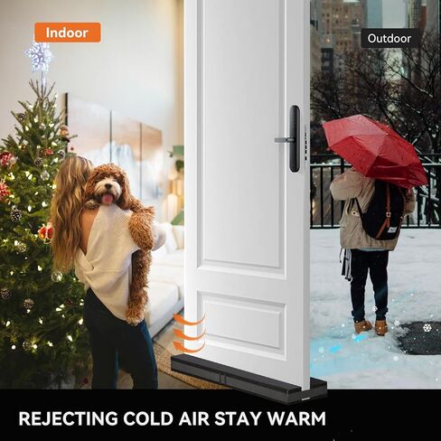 ASWEI سدادة مسودة تحت الباب، سدادات مسودة 34.5 بوصة لأسفل الباب، مانع ضوضاء الباب قابل للإزالة وقابل للتعديل مع شريط فيلكرو، باب قابل لإعادة الاستخدام ولا يسبب ضررًا (أسود) in Kuwait