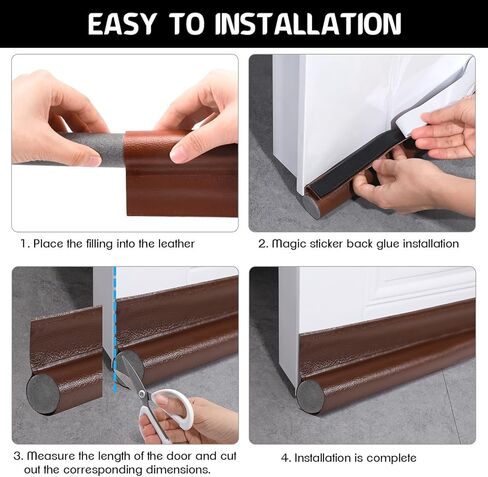 عبوتان من سدادة مسودة الباب - 37 بوصة من جانب واحد تحت مسودة الباب - سدادة عازلة للصوت والغبار والهواء البارد - سدادات مسودة الباب لأسفل الباب، تناسب الأبواب الداخلية والخارجية (أسود) in Kuwait