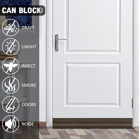 عبوتان من سدادة مسودة الباب - 37 بوصة من جانب واحد تحت مسودة الباب - سدادة عازلة للصوت والغبار والهواء البارد - سدادات مسودة الباب لأسفل الباب، تناسب الأبواب الداخلية والخارجية (أسود) in Kuwait