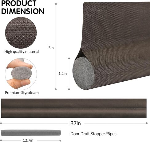 عبوتان من سدادة مسودة الباب - 37 بوصة من جانب واحد تحت مسودة الباب - سدادة عازلة للصوت والغبار والهواء البارد - سدادات مسودة الباب لأسفل الباب، تناسب الأبواب الداخلية والخارجية (أسود) in Kuwait