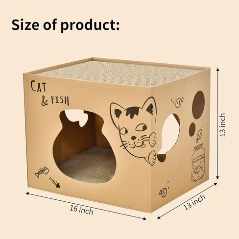 Foldable Two Story Cat House - Double Layer Corrugate Scratchers Box, Condo and House Cat Scratcher Pad Reversible Corrugated Cardboard Cat Scratcher for Indoor Cats Rabbit,Small Animals,Small Pets in Saudi Arabia