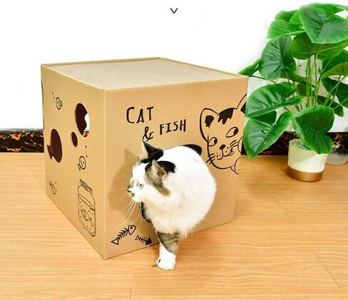 Foldable Two Story Cat House - Double Layer Corrugate Scratchers Box, Condo and House Cat Scratcher Pad Reversible Corrugated Cardboard Cat Scratcher for Indoor Cats Rabbit,Small Animals,Small Pets in Saudi Arabia