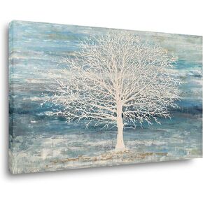 Yihui Arts Tree Painting with Gold Foil - Hand Painted Landscape Canvas Wall Art for Farmhouse Living Room, Bedroom, and Bathroom Decor in Kuwait