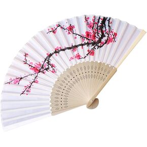 Giliglue الأبيض الكرز مراوح قابلة للطي مراوح المحمولة مراوح الخيزران مع شرابة المرأة مجوفة الخيزران اليد عقد المشجعين لتزيين الجدران، والهدايا مراوح قابلة للطي الزخرفية in Kuwait