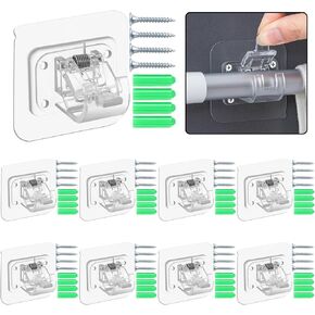 دعامات قضيب ستارة ذاتية اللصق بدون حفر، خطافات حامل قضيب ستارة بدون حفر، شماعات قضيب ستارة قابلة للتعديل خالية من الأظافر للحمام والمطبخ والمنزل والفندق (16 Tramsparent) in Kuwait