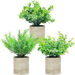 leafouse 3 Pack Mini Potted Fake Plants Artificial Plastic Eucalyptus Plants Topiaries for Home Office Desk Room Decor in Saudi Arabia