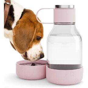 Asobu Dog Bowl Attached to Stainless Steel Insulated Travel Bottle for Human 33 Ounce (Black)
