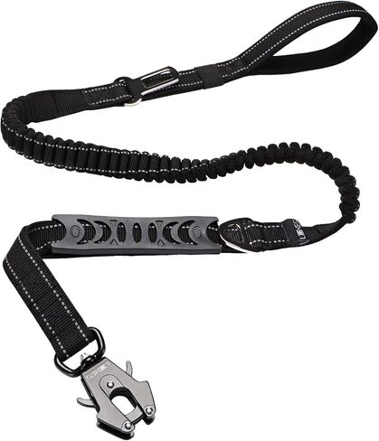 LIIIIIIKES Heavy Duty Dog Leash, Adjustable Dog Leash with Car Seat Belt, 4-5FT Power Stretch Dog Leash, Heavy Duty Tactical Load Bearing Connector Quick Release/Clamp Dog Collar (Black) in Saudi Arabia