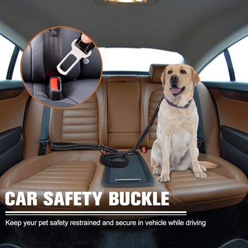LIIIIIIKES Heavy Duty Dog Leash, Adjustable Dog Leash with Car Seat Belt, 4-5FT Power Stretch Dog Leash, Heavy Duty Tactical Load Bearing Connector Quick Release/Clamp Dog Collar (Black) in Saudi Arabia