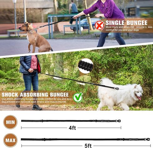 LIIIIIIKES Heavy Duty Dog Leash, Adjustable Dog Leash with Car Seat Belt, 4-5FT Power Stretch Dog Leash, Heavy Duty Tactical Load Bearing Connector Quick Release/Clamp Dog Collar (Black) in Saudi Arabia
