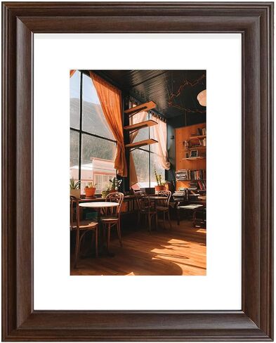 Golden State Art, 11x14 Photo Frame with 8x10 Ivory Picture Mat and Real Glass - 1.8-inch Width (Brown) in Saudi Arabia
