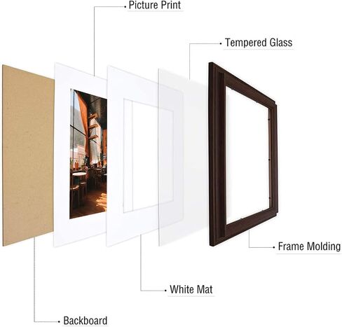Golden State Art, 11x14 Photo Frame with 8x10 Ivory Picture Mat and Real Glass - 1.8-inch Width (Brown) in Saudi Arabia