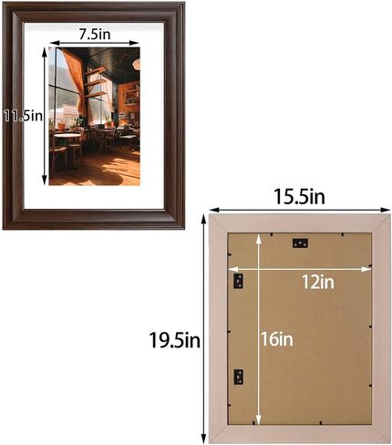 Golden State Art, 11x14 Photo Frame with 8x10 Ivory Picture Mat and Real Glass - 1.8-inch Width (Brown) in Saudi Arabia