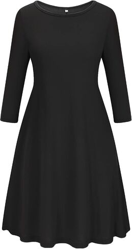 Tanst Sky Womens Casual Round Neck Plus Size Floral Tunic Shirt Dress with Pockets in Kuwait