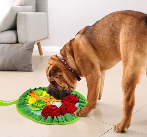 WishLotus حصيرة الشم للحيوانات الأليفة خالية من الانزلاق مع حبل معلق، حصيرة الشم للكلاب لاستهلاك الطاقة وتخفيف التوتر، حصيرة الشم للحيوانات الأليفة للأرانب والهامستر والكلاب لتحسين الهضم (الزهور الكثيفة) in Kuwait