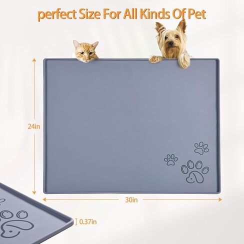 Silicone Pet Food Mat, Dog Feeding Mat and Water Bowl Placemat, Dishwasher Safe, Raised Edges to Prevent Spills, Non-Slip Waterproof Tray to Stop Messes on Floor in Kuwait