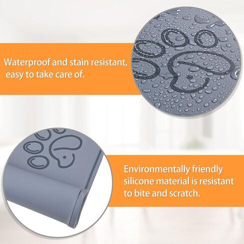Silicone Pet Food Mat, Dog Feeding Mat and Water Bowl Placemat, Dishwasher Safe, Raised Edges to Prevent Spills, Non-Slip Waterproof Tray to Stop Messes on Floor in Kuwait
