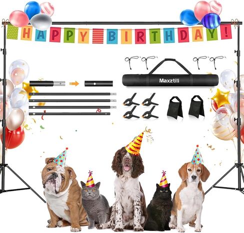 Backdrop Stand, Maxztill 8.5x10Ft Adjustable Photo Backdrop Stand Kit | Backdrop Stand for Parties,4 Crossbars,6 Background Clamps,4 Backdrop Clip Holder,2 Sandbags,1 Carry Bag for Wedding in Saudi Arabia