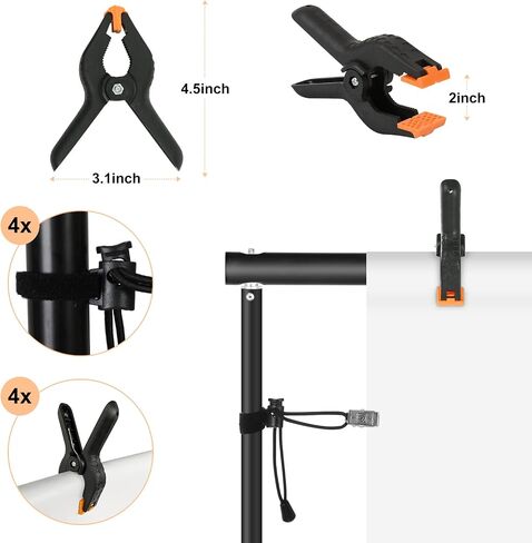 Backdrop Stand, Maxztill 8.5x10Ft Adjustable Photo Backdrop Stand Kit | Backdrop Stand for Parties,4 Crossbars,6 Background Clamps,4 Backdrop Clip Holder,2 Sandbags,1 Carry Bag for Wedding in Saudi Arabia