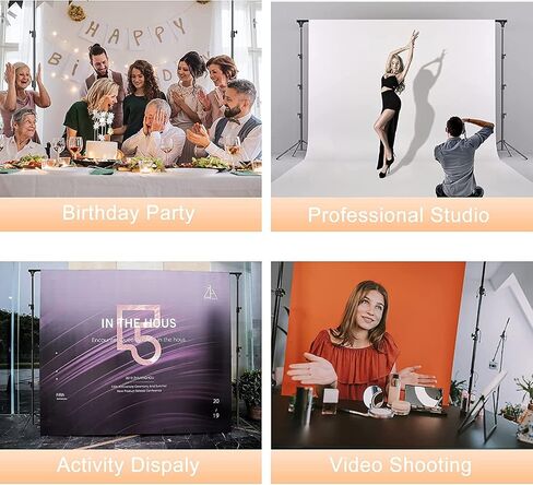Backdrop Stand, Maxztill 8.5x10Ft Adjustable Photo Backdrop Stand Kit | Backdrop Stand for Parties,4 Crossbars,6 Background Clamps,4 Backdrop Clip Holder,2 Sandbags,1 Carry Bag for Wedding in Saudi Arabia