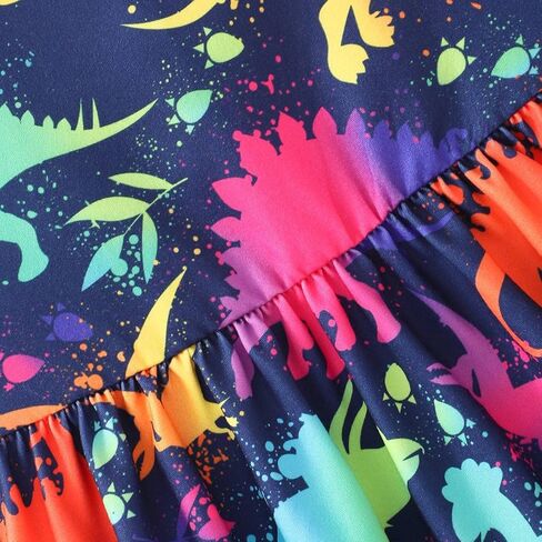 Toddler Baby Girl Dresses Summer Dinosaur Print Dress Sundress Ruffle Skirts Clothes in Kuwait