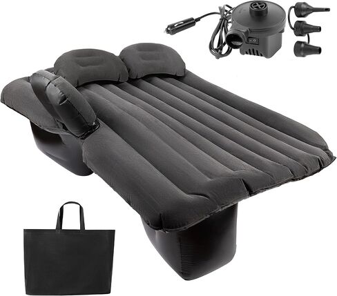 Zone Tech Car Trunk Inflatable Air Mattress - Premium Quality Easy Inflation Air Pump Flocking Surface Back Seat Mattress Thickened Bed with 2 Inflatable Pillows for Travel Camping Family Outing in Saudi Arabia