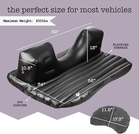 Zone Tech Car Trunk Inflatable Air Mattress - Premium Quality Easy Inflation Air Pump Flocking Surface Back Seat Mattress Thickened Bed with 2 Inflatable Pillows for Travel Camping Family Outing in Saudi Arabia