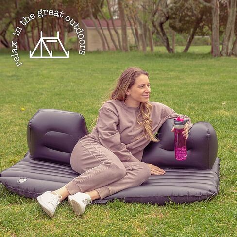 Zone Tech Car Trunk Inflatable Air Mattress - Premium Quality Easy Inflation Air Pump Flocking Surface Back Seat Mattress Thickened Bed with 2 Inflatable Pillows for Travel Camping Family Outing in Saudi Arabia