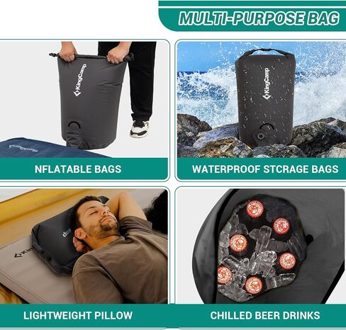 KingCamp Air Pump Sack, Roll Top Compression Pump Bag for Inflation Sleeping Mats, Ultralight Pump Sack for Camping Foam Sleeping Pad Mattress, Multi-Use Waterproof Outdoor Dry Bag Storage Bag in Saudi Arabia