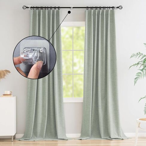 دعامات قضيب ستارة ذاتية اللصق بدون حفر، خطافات حامل قضيب ستارة بدون حفر، شماعات قضيب ستارة قابلة للتعديل خالية من الأظافر للحمام والمطبخ والمنزل والفندق (16 Tramsparent) in Kuwait