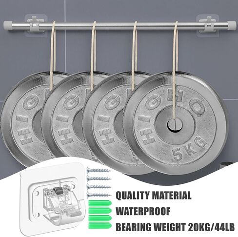 دعامات قضيب ستارة ذاتية اللصق بدون حفر، خطافات حامل قضيب ستارة بدون حفر، شماعات قضيب ستارة قابلة للتعديل خالية من الأظافر للحمام والمطبخ والمنزل والفندق (16 Tramsparent) in Kuwait
