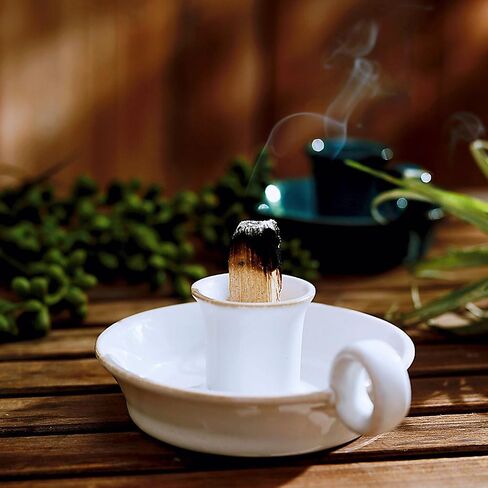ooit Palo Santo Holder with Handle, Ceramic Palo Santo Burner Holder,Palo Santo Sticks Holder, Palo Santo Burner,Scent Wood Stand and Ash Catcher, Sturdy and Well Made Incense Burner(White) in Saudi Arabia