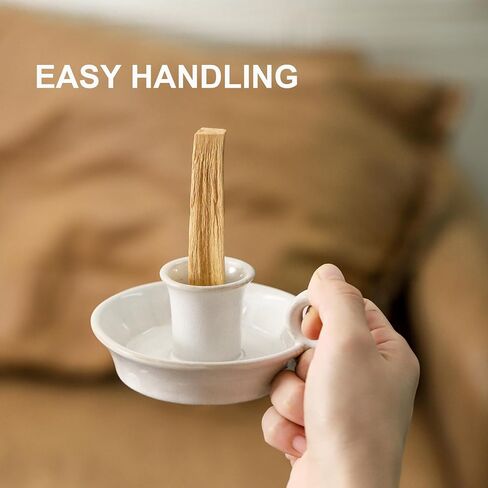 ooit Palo Santo Holder with Handle, Ceramic Palo Santo Burner Holder,Palo Santo Sticks Holder, Palo Santo Burner,Scent Wood Stand and Ash Catcher, Sturdy and Well Made Incense Burner(White) in Saudi Arabia