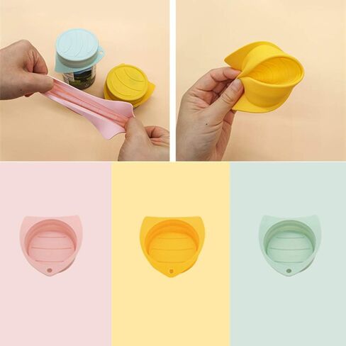 LSTCPGLAI 3 قطع من أغطية العلب للكلاب والقطط وأغذية الحيوانات الأليفة يمكن أن تغطي أغطية علب أغذية الحيوانات الأليفة من السيليكون، خالية من مادة BPA، آمنة للاستخدام في غسالة الأطباق، مقاسات متعددة للكلاب والقطط in Kuwait