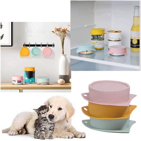 LSTCPGLAI 3 قطع من أغطية العلب للكلاب والقطط وأغذية الحيوانات الأليفة يمكن أن تغطي أغطية علب أغذية الحيوانات الأليفة من السيليكون، خالية من مادة BPA، آمنة للاستخدام في غسالة الأطباق، مقاسات متعددة للكلاب والقطط in Kuwait