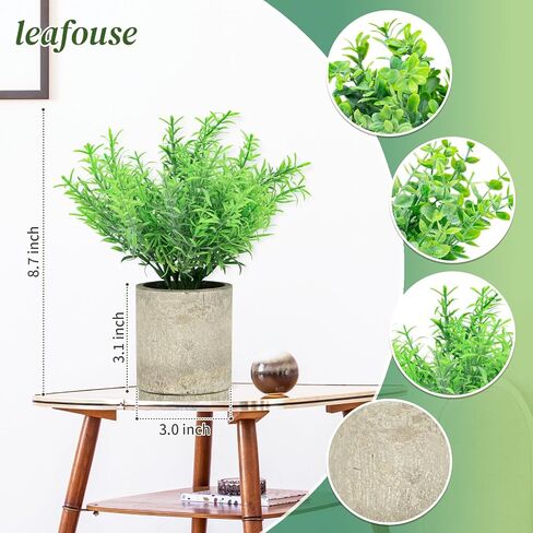 leafouse 3 Pack Mini Potted Fake Plants Artificial Plastic Eucalyptus Plants Topiaries for Home Office Desk Room Decor in Saudi Arabia