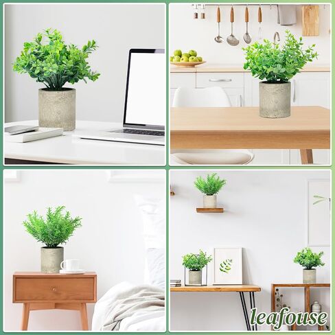 leafouse 3 Pack Mini Potted Fake Plants Artificial Plastic Eucalyptus Plants Topiaries for Home Office Desk Room Decor in Saudi Arabia