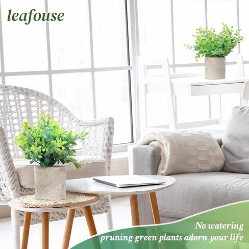 leafouse 3 Pack Mini Potted Fake Plants Artificial Plastic Eucalyptus Plants Topiaries for Home Office Desk Room Decor in Saudi Arabia
