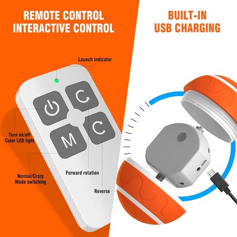 العاب تفاعلية للكلاب، كرة بيبي بيت للكلاب، كرة شريرة نشطة دوارة للملل في الاماكن المغلقة والمفتوحة، جهاز تحكم عن بعد، كرة تنشط ذاتية الحركة ذكية قابلة لاعادة الشحن بمنفذ USB in Kuwait