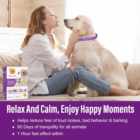 Calming Collar for Dogs, Dog Anxiety Relief, Adjustable Dog Calming Collar, Sustained Release Pheromone, Suitable for All Dogs with Separation Anxiety&Stress&Fear, Easily Fit in New Environment, 4Pcs in Kuwait