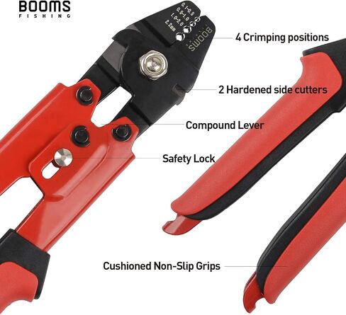 Booms Fishing CP1 Fishing Crimping Pliers, High Carbon Steel Fishing Plier Wire Rope Leader Crimping Tool, 10 inch Crimpers Swager with Ergonomic Handle in Saudi Arabia