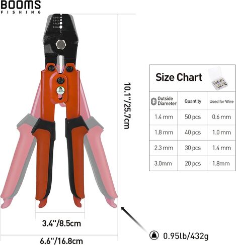 Booms Fishing CP1 Fishing Crimping Pliers, High Carbon Steel Fishing Plier Wire Rope Leader Crimping Tool, 10 inch Crimpers Swager with Ergonomic Handle in Saudi Arabia